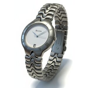 Bulova Ladies Silver‎ Tone Quartz Watch Roman Numerals Stainless Steel